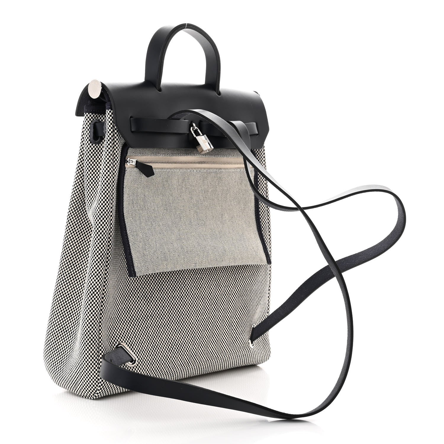 Hermes Criss Viking Vache Hunter Herbag a Dos Zip Retourne Backpack Ecru Bleu Indigo 4 of 14