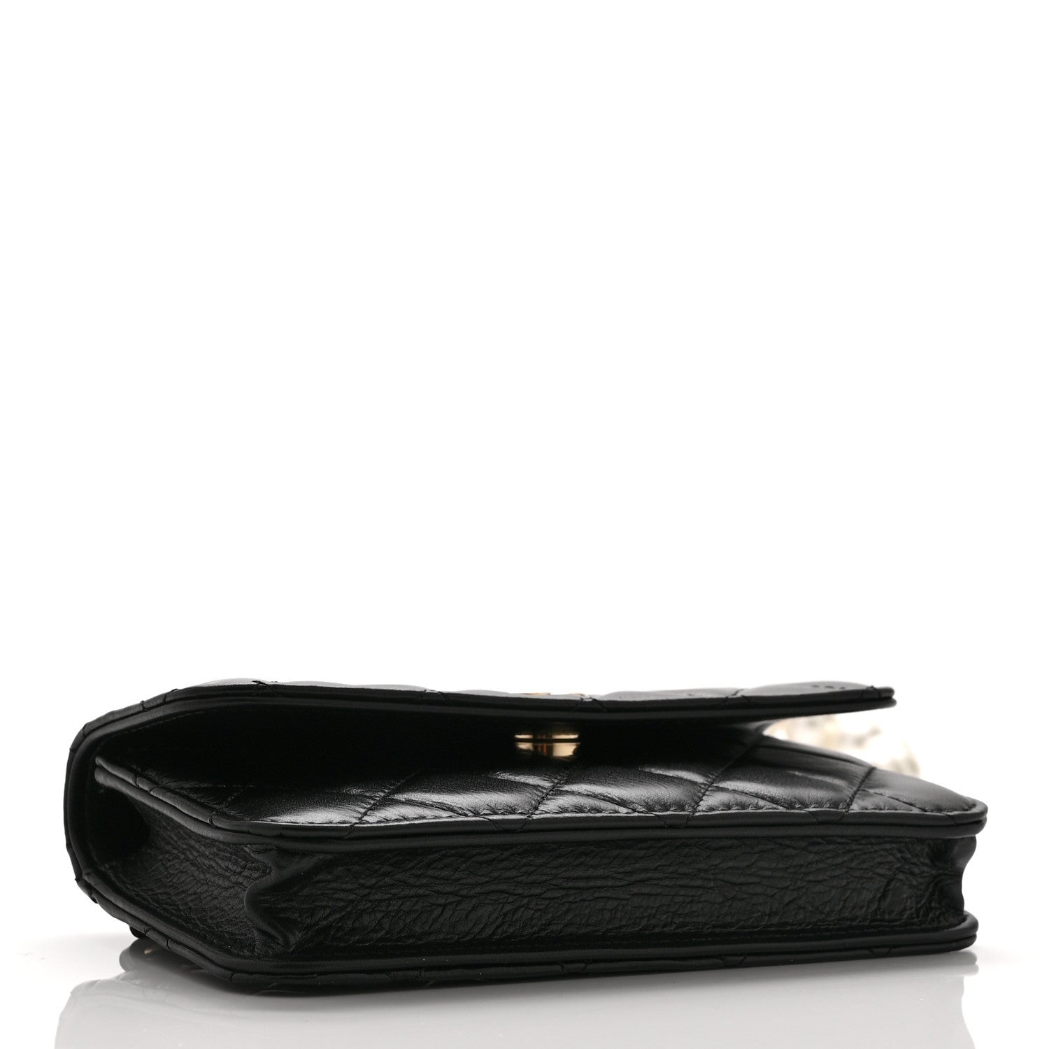Chanel Calfskin Quilted Maxi Pearls Clutch With Chain Black 4 of 12