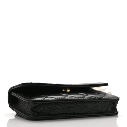 Chanel Calfskin Quilted Maxi Pearls Clutch With Chain Black 4 of 12