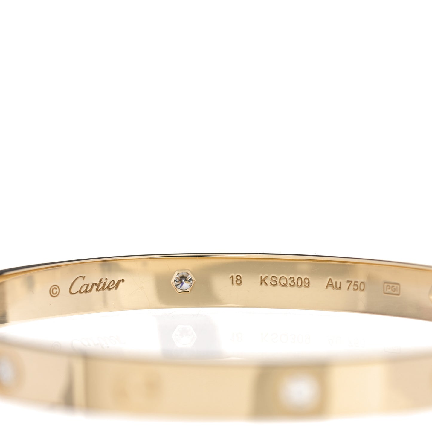 18K Yellow Gold 4 Diamond LOVE Bracelet 18