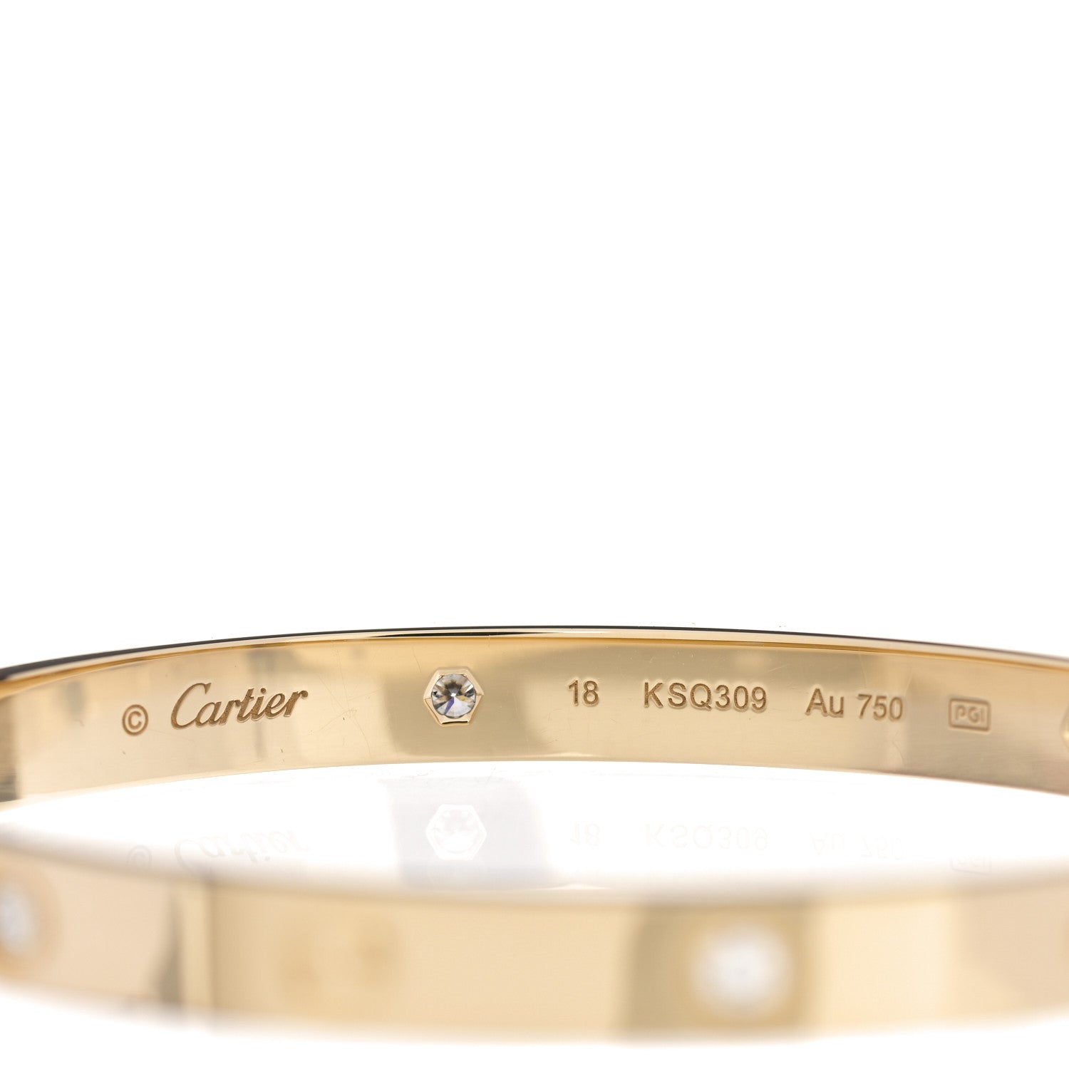 Cartier 18K Yellow Gold 4 Diamond LOVE Bracelet 18 4 of 6