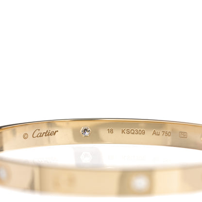 Cartier 18K Yellow Gold 4 Diamond LOVE Bracelet 18 4 of 6
