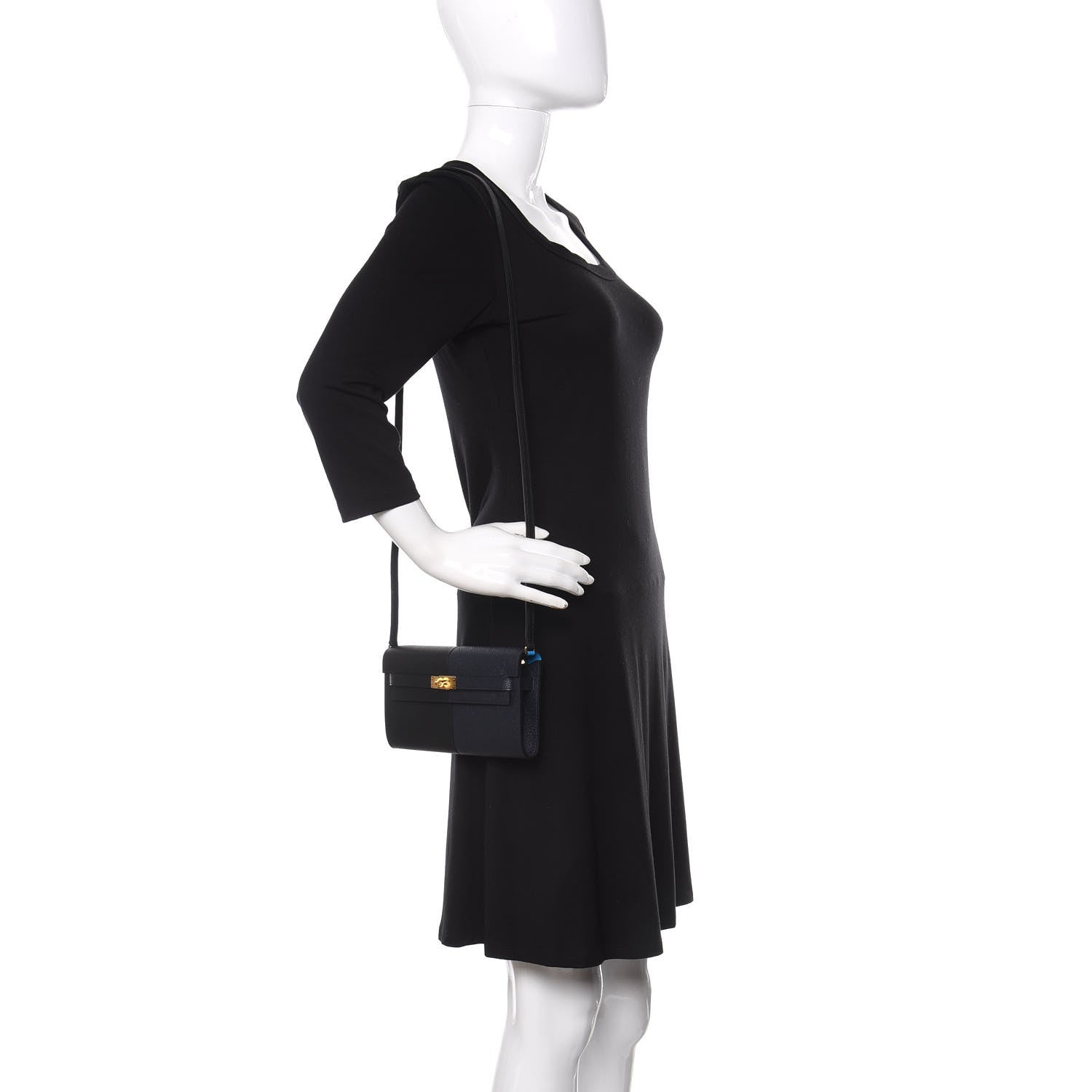 Hermes Epsom Casaque Kelly Wallet To Go Black Bleu Indigo Bleu Frida 2 of 11