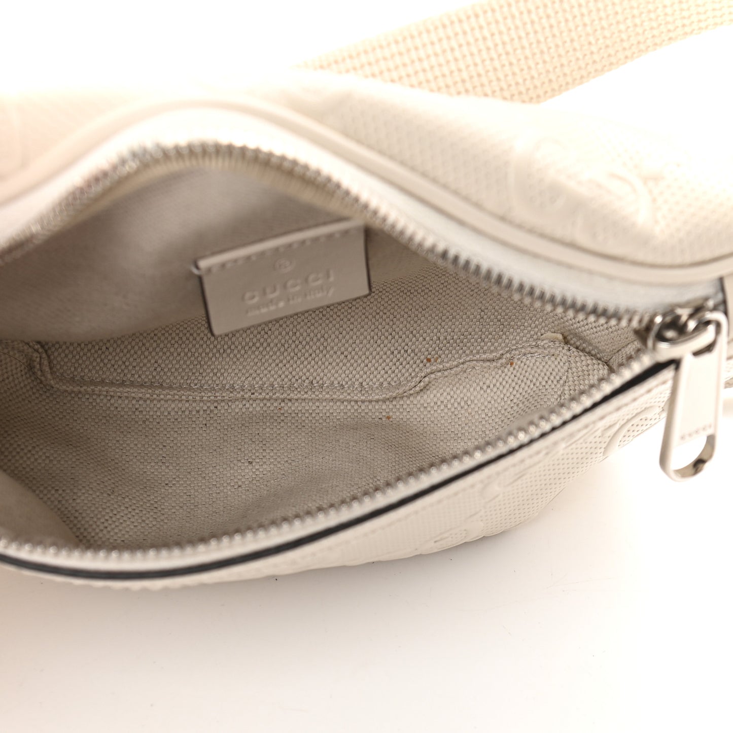 Calfskin GG Tennis Embossed Belt Bag Mystic White