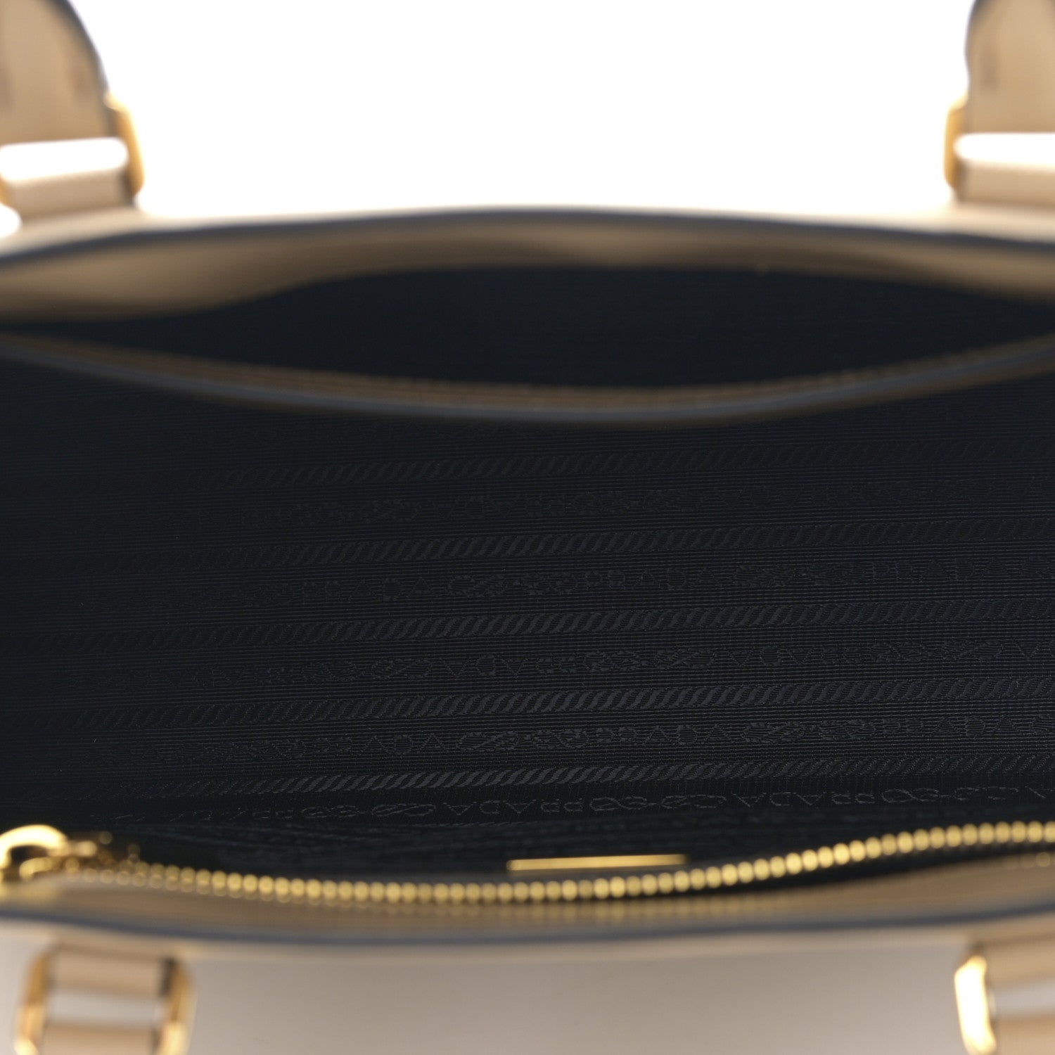 Prada Saffiano Lux Logo Embossed Medium Shoulder Tote Handbag Sabbia 5 of 8