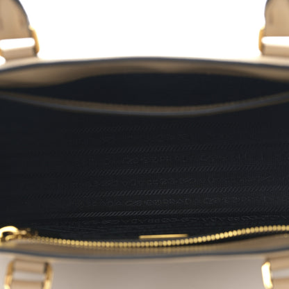 Prada Saffiano Lux Logo Embossed Medium Shoulder Tote Handbag Sabbia 5 of 8