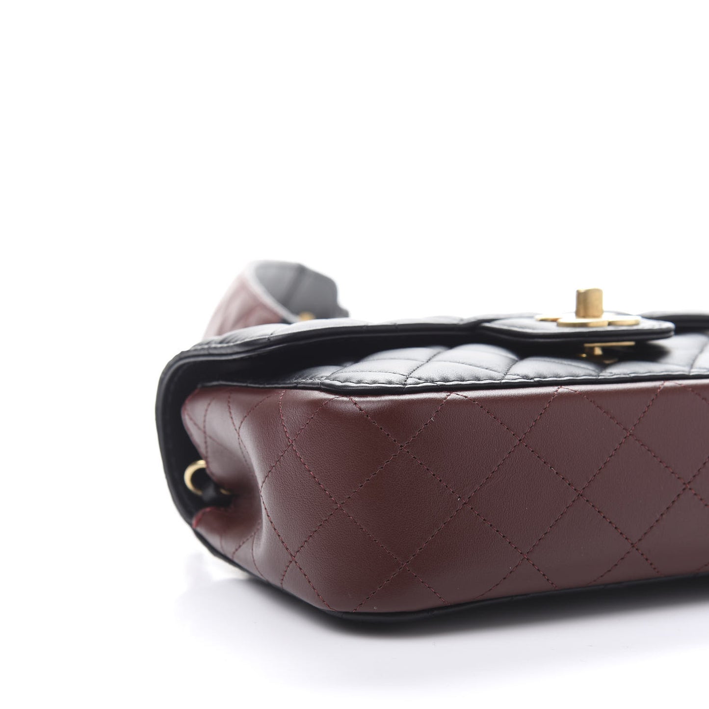 Calfskin Quilted Small Strap Into Flap Bag Black Brown
