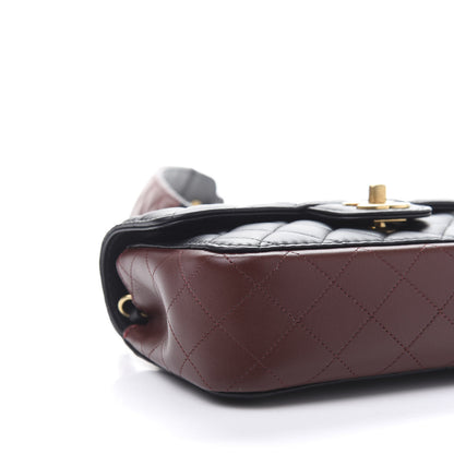 Chanel Calfskin Quilted Small Strap Into Flap Bag Black Brown 7 of 12