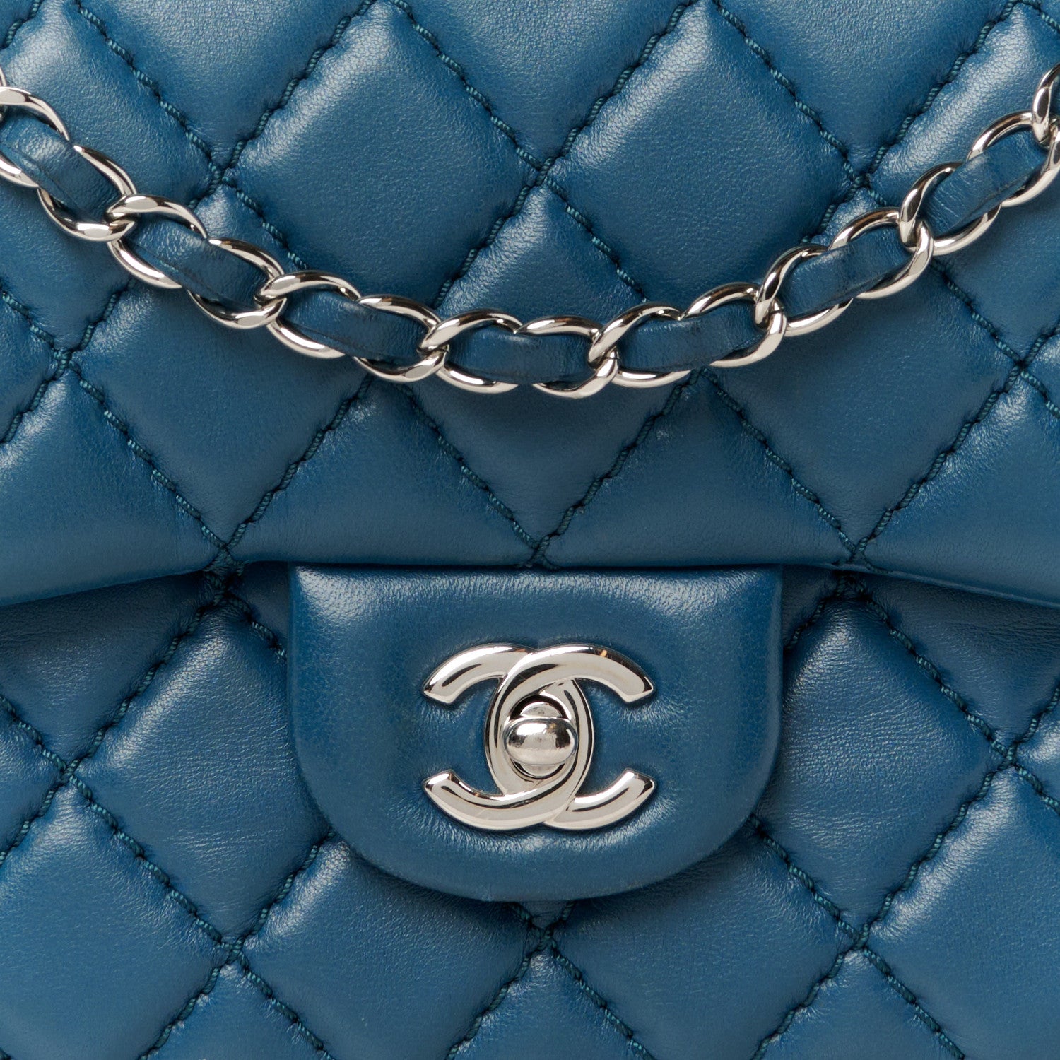Chanel Lambskin Quilted Medium Easy Carry Flap Blue 9 of 12