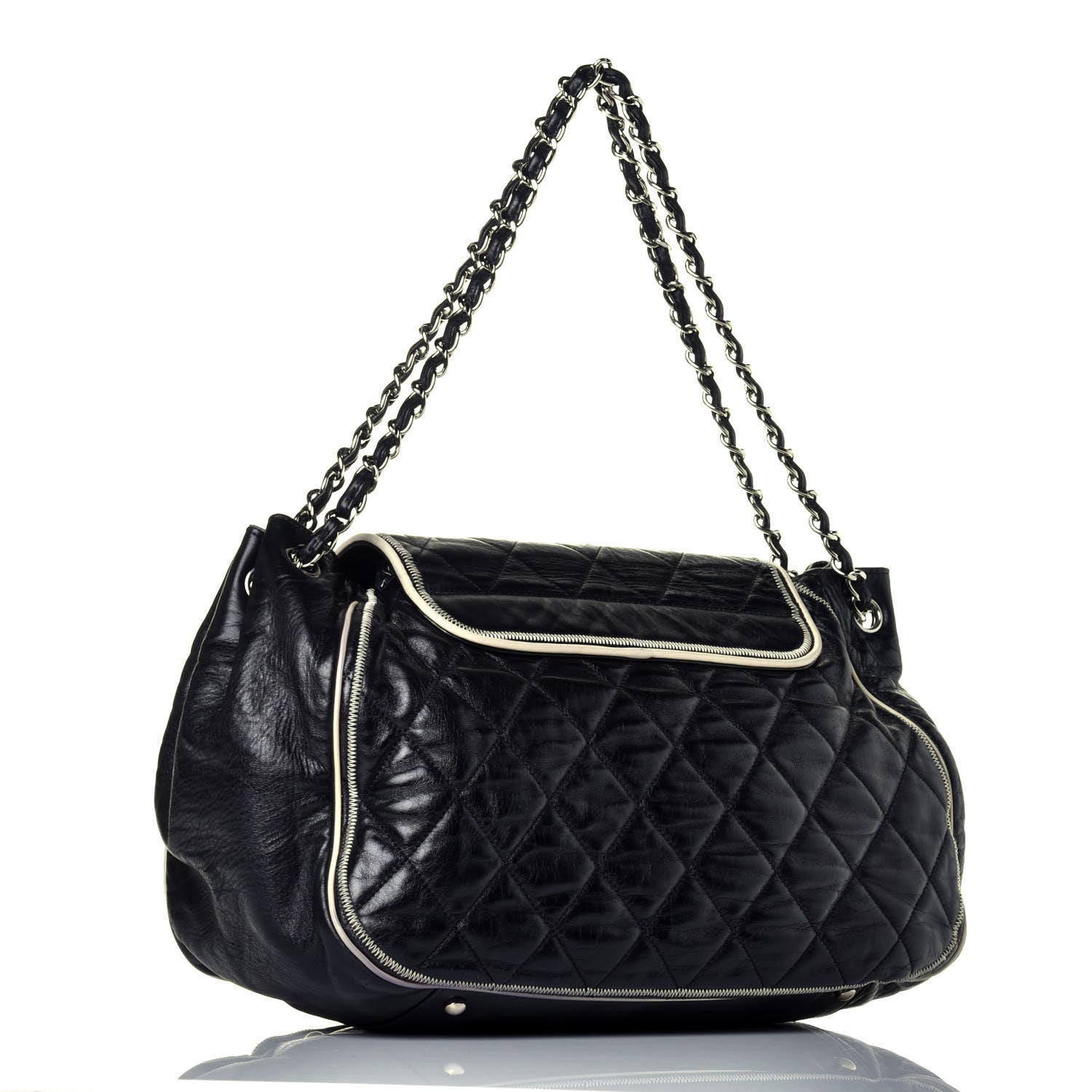 Chanel Lambskin Quilted East West Accordion Flap Black 3 of 10