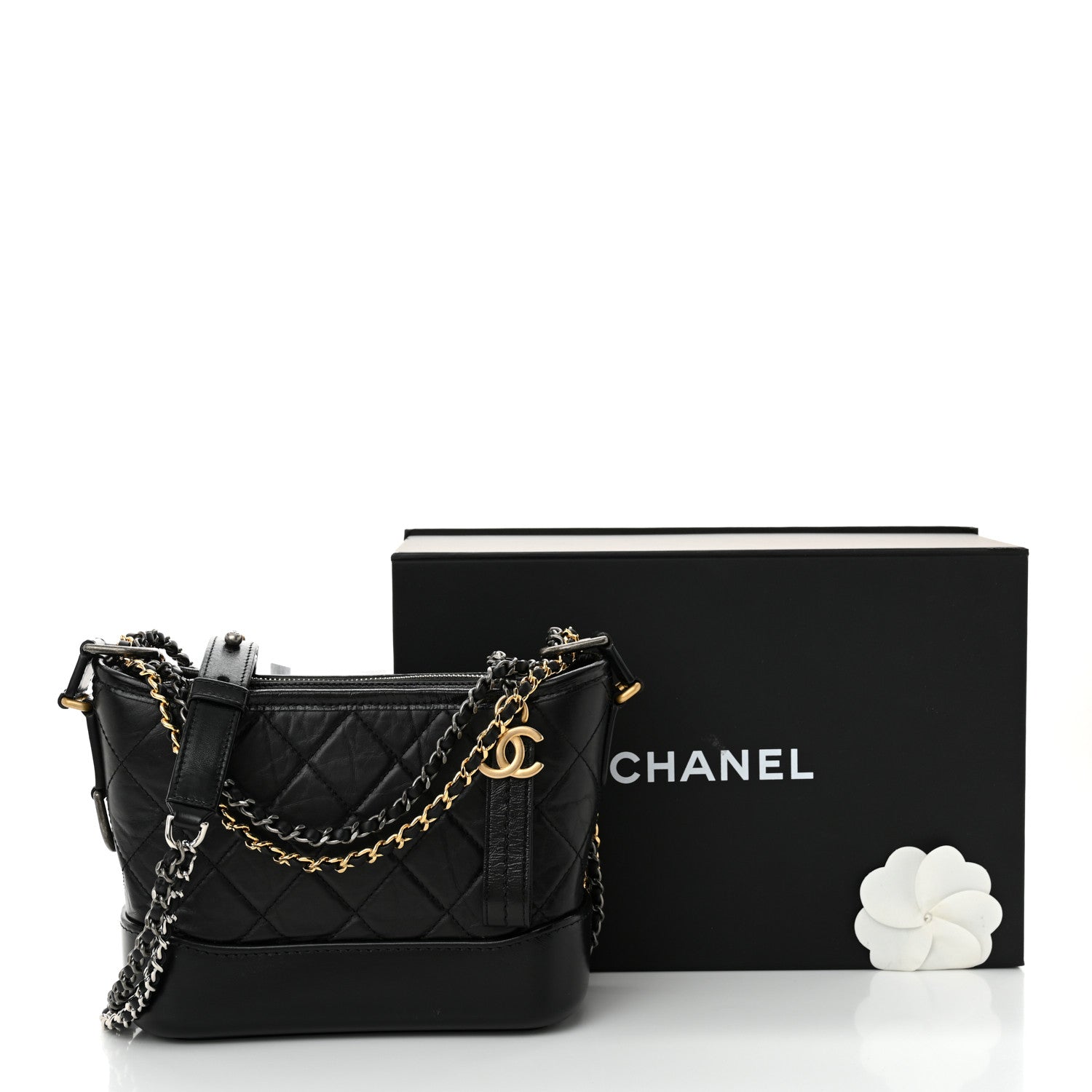 Chanel Aged Calfskin Quilted Small Gabrielle Hobo Black 13 of 13