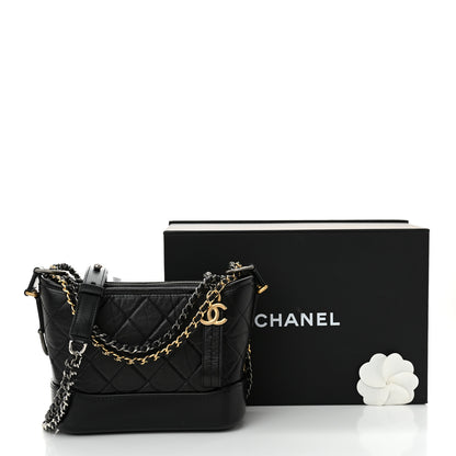 Chanel Aged Calfskin Quilted Small Gabrielle Hobo Black 13 of 13