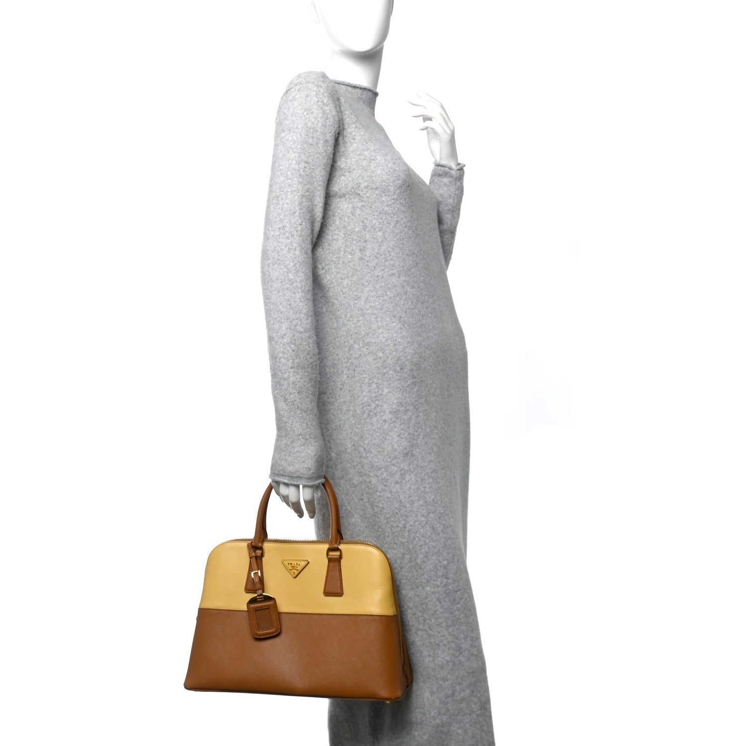 Prada Saffiano Lux Medium Promenade Tote Caramel Ginestra 3 of 14