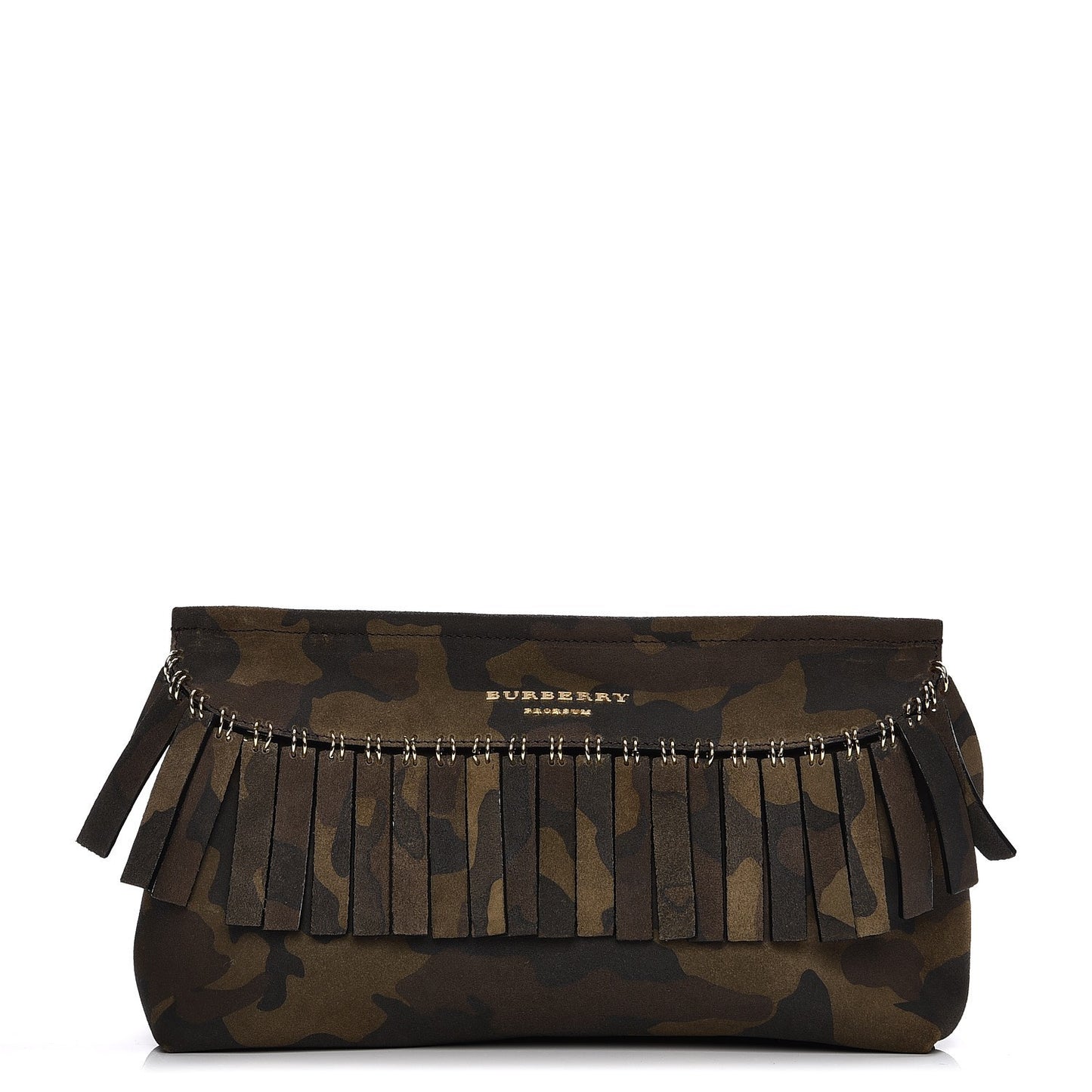 Prorsum Suede Fringe Camoflauge Clutch Multicolor