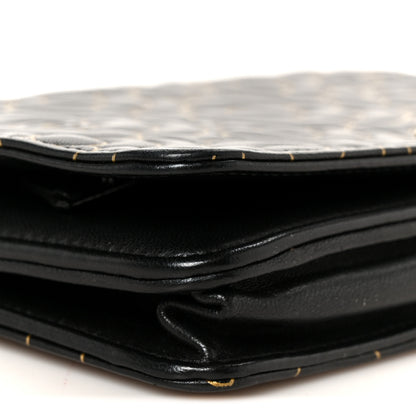 Chanel Lambskin Camellia Embossed Wallet On Chain WOC Black Gold 10 of 11