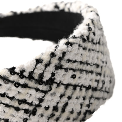 Chanel Tweed Sequin Headband White Black 4 of 7