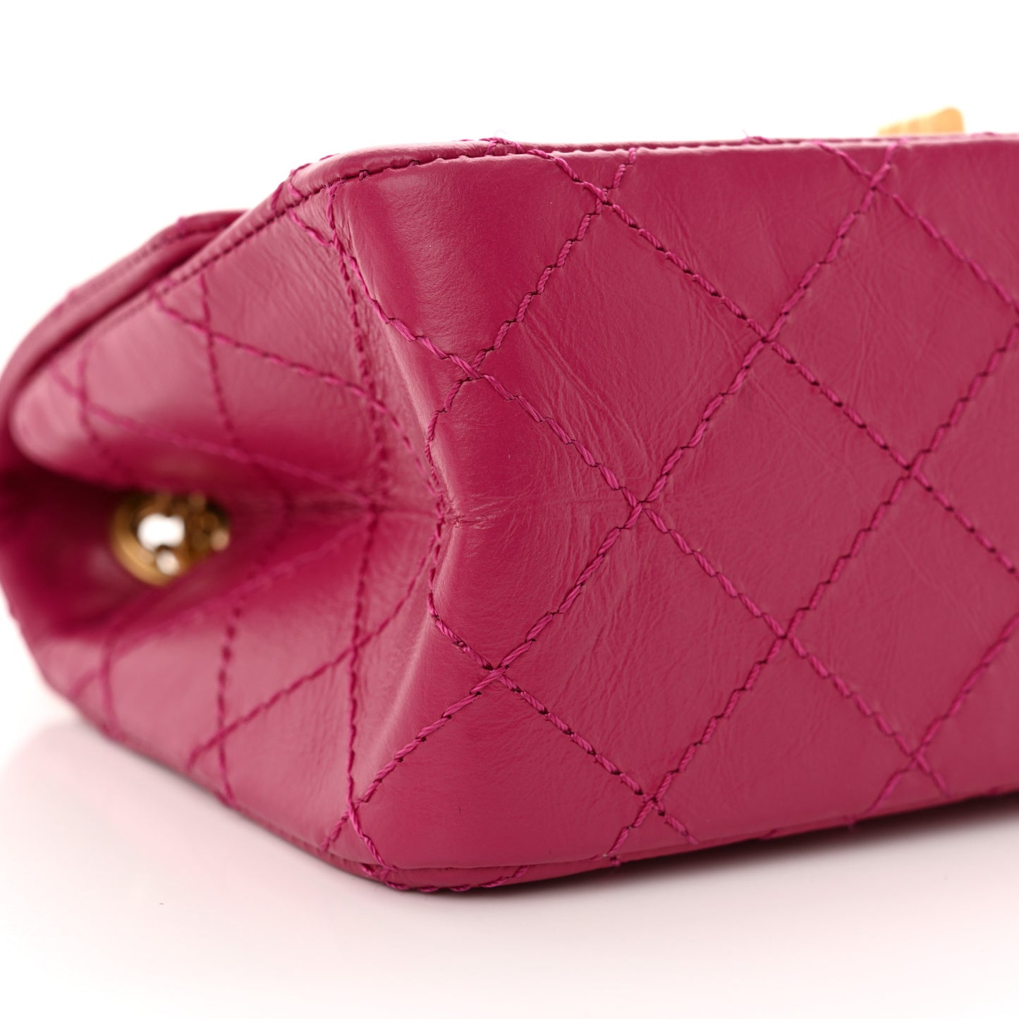 Aged Calfskin Quilted 2.55 Reissue Mini Flap Fuchsia