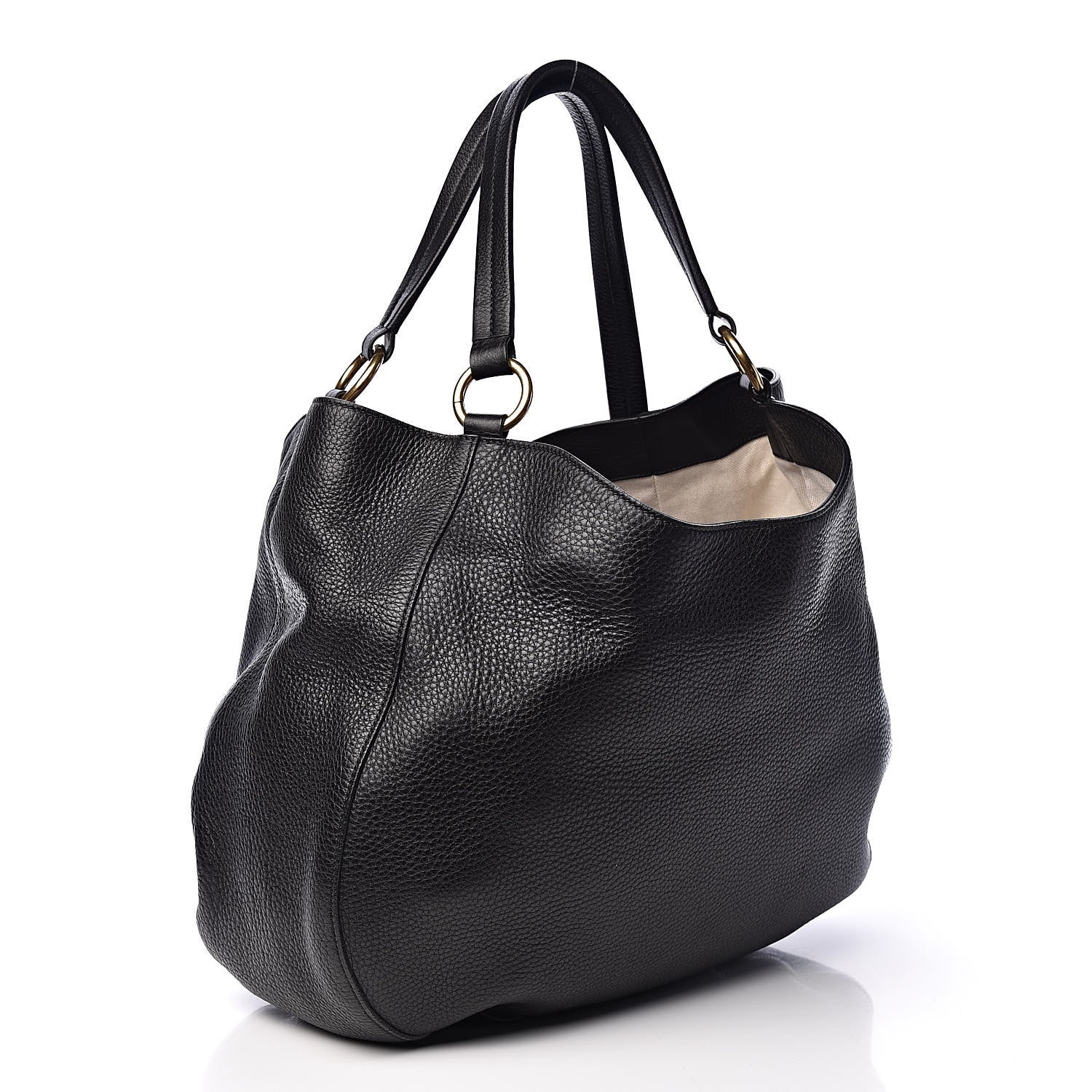 Gucci Pebbled Calfskin Medium Twill Shoulder Bag Black 3 of 10