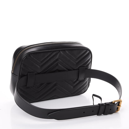 Gucci Calfskin Matelasse Mens GG Marmont Belt Bag 80 32 Black 2 of 13