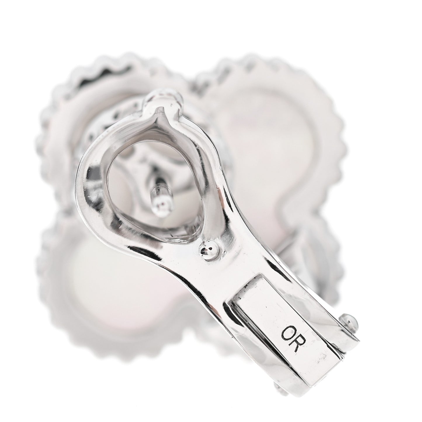 18K White Gold Mother of Pearl Vintage Alhambra Earrings