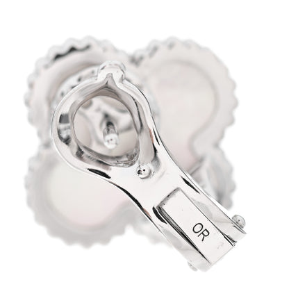 Van Cleef & Arpels 18K White Gold Mother of Pearl Vintage Alhambra Earrings 5 of 6