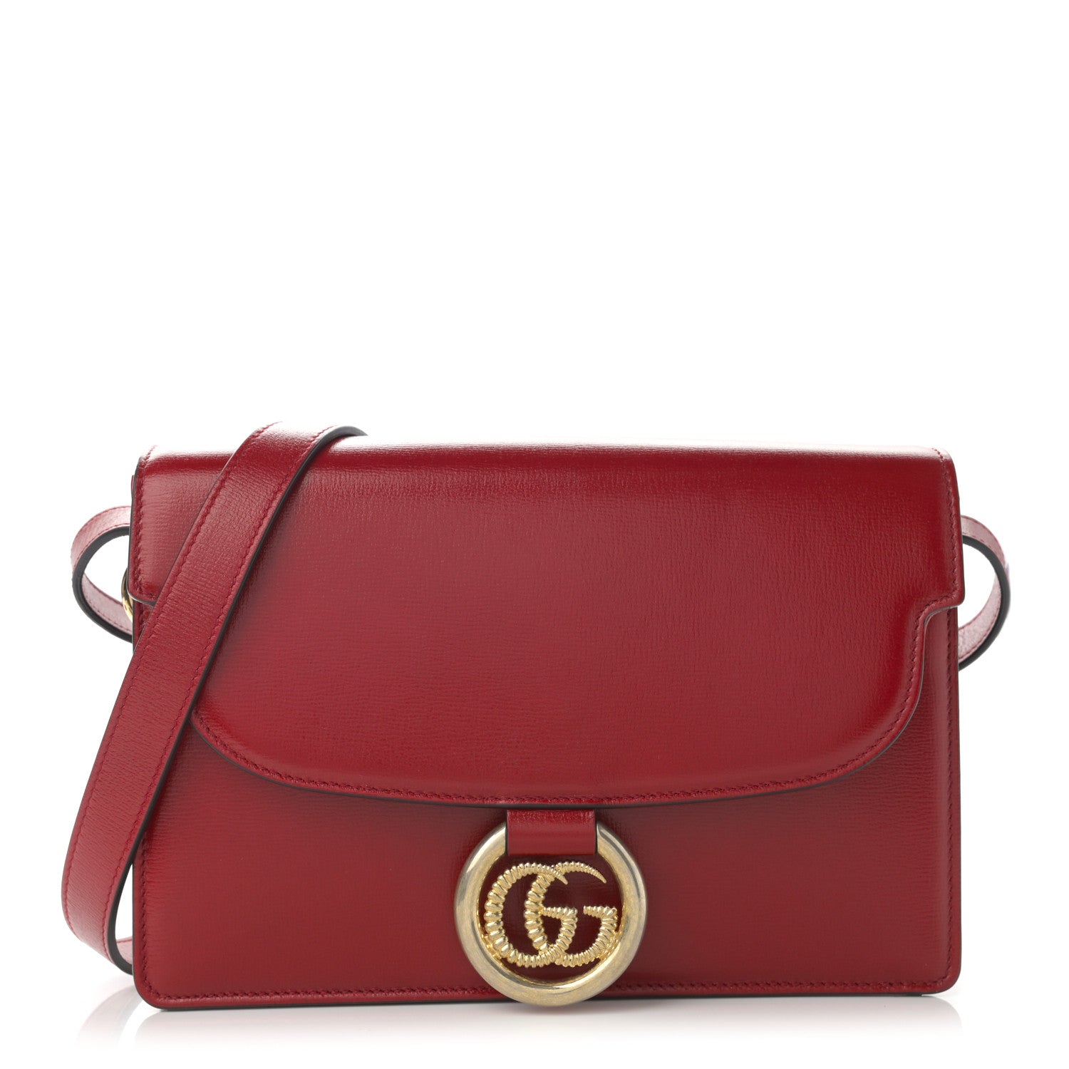 Gucci Textured Calfskin Small Torchon GG Ring Shoulder Bag New Cherry Red 1 of 10