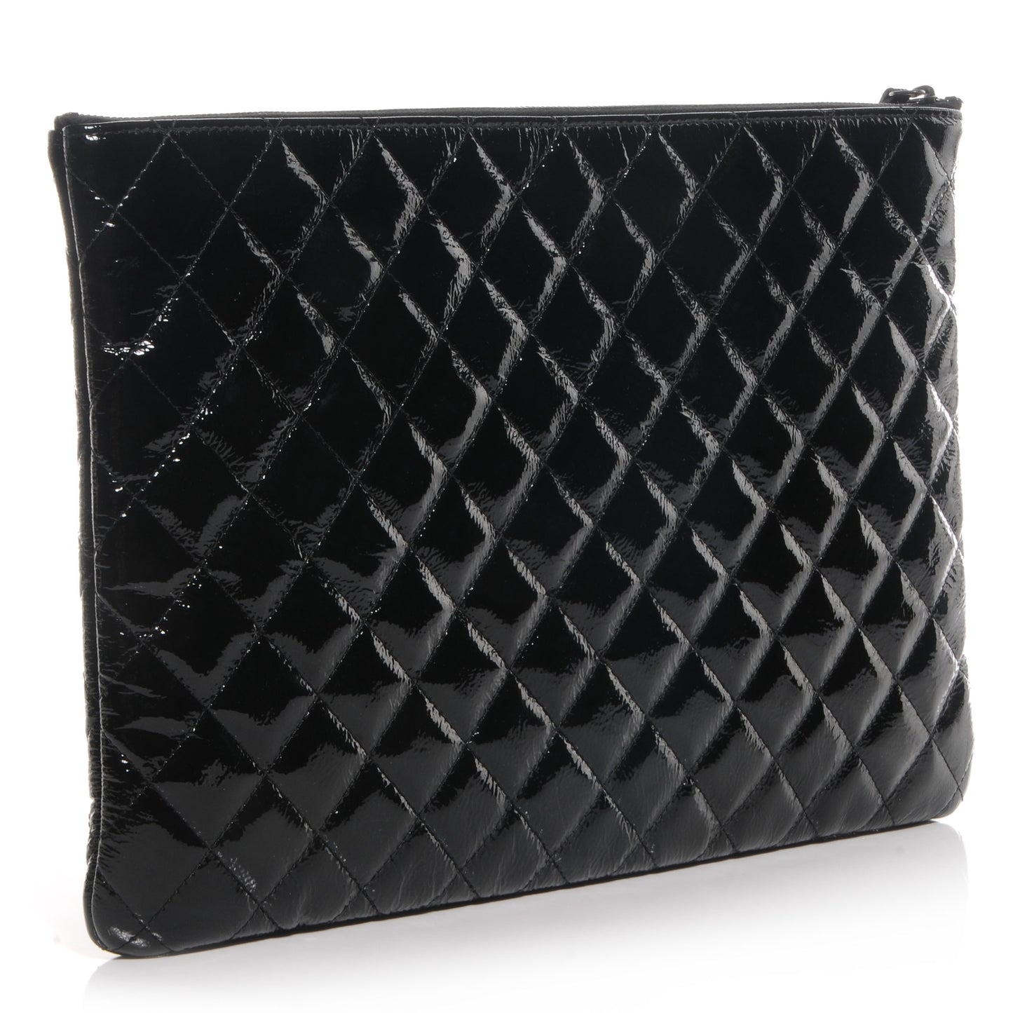 Patent Quilted Large Cosmetic Case Black