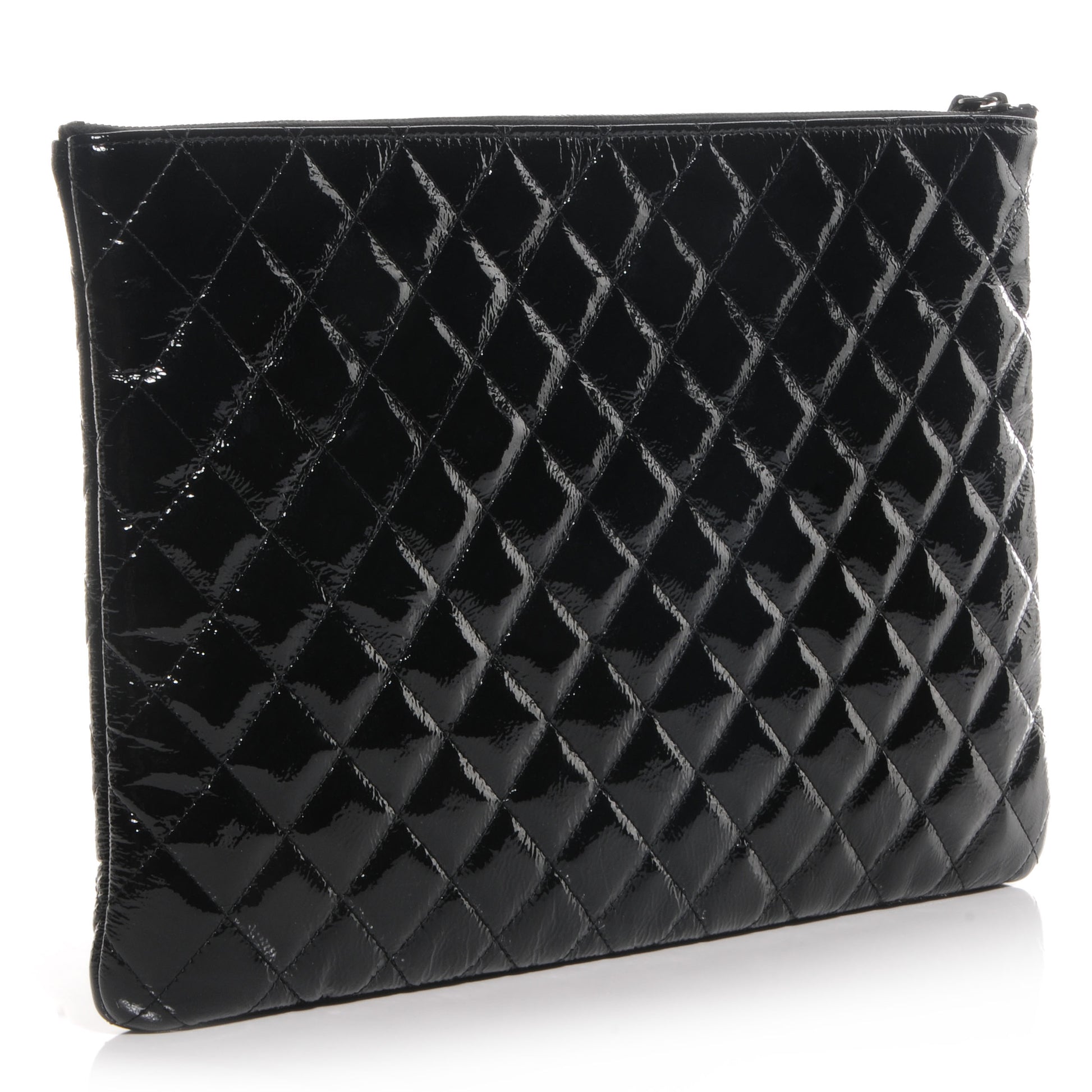 Chanel Patent Quilted Large Cosmetic Case Black 3 of 8