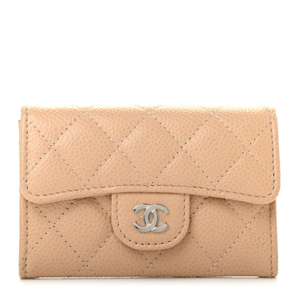 Chanel Caviar Quilted Flap Card Holder Wallet Beige 1 of 8