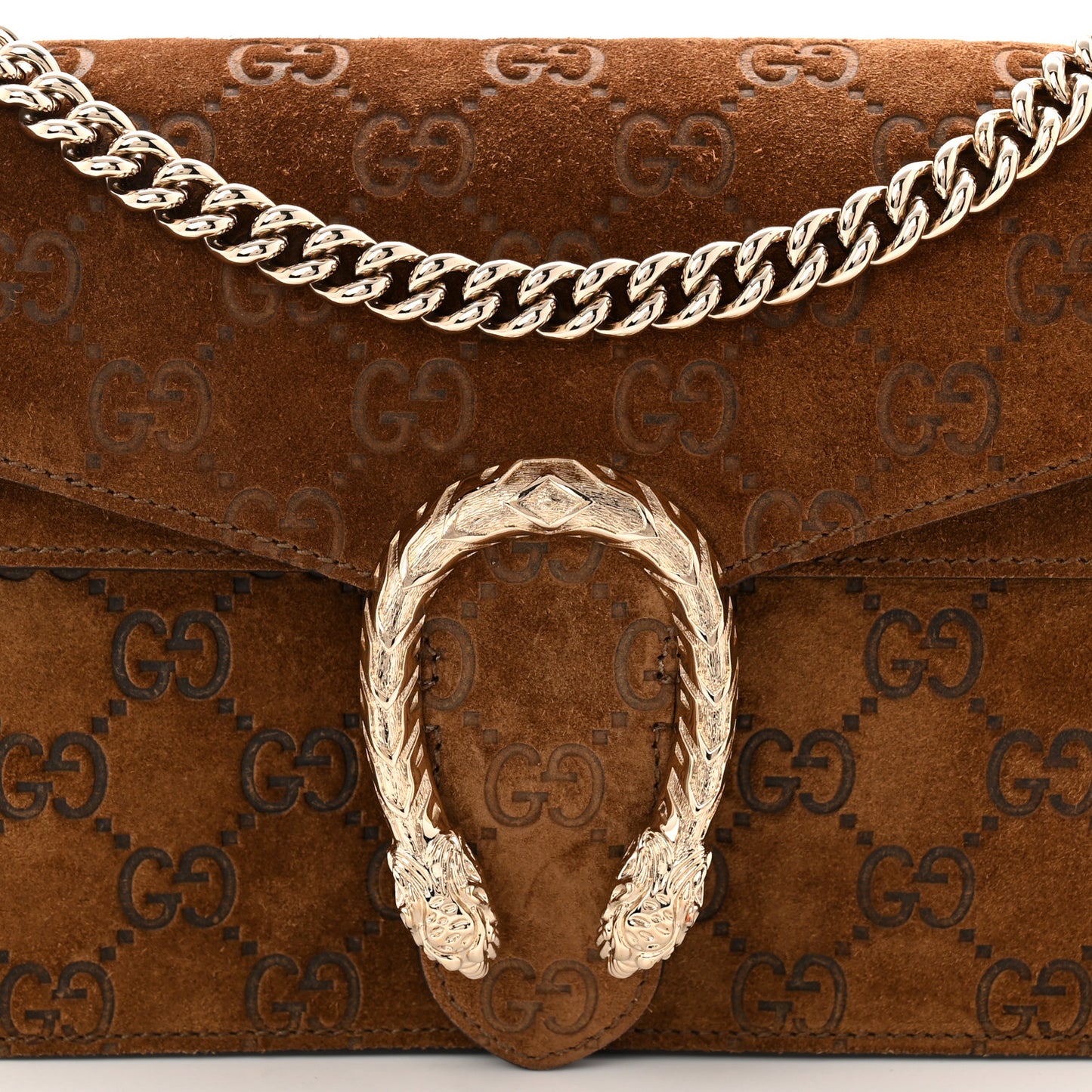 Suede Jumbo GG Debossed Small Dionysus Shoulder Bag Brown
