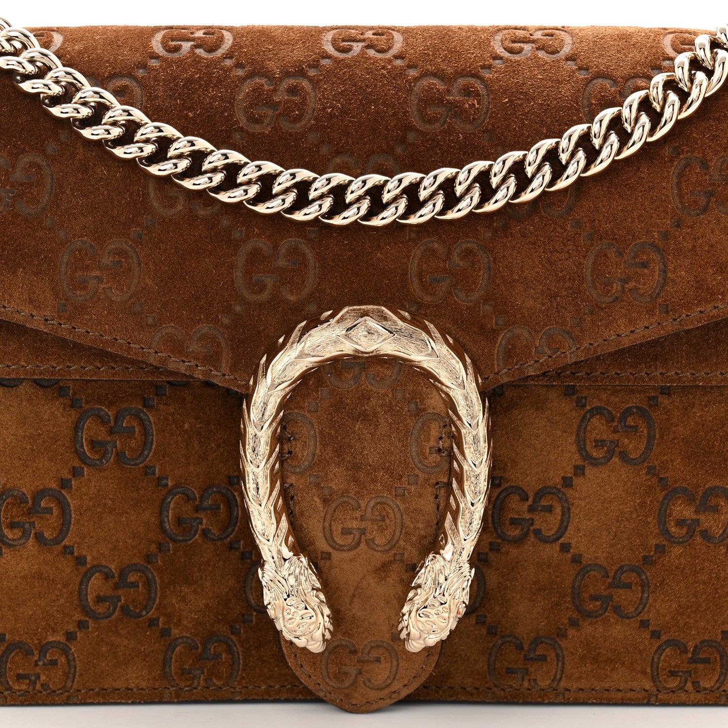 Gucci Suede Jumbo GG Debossed Small Dionysus Shoulder Bag Brown 8 of 10