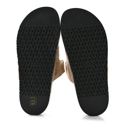 Hermes Suede Goatskin Womens Chypre Sandals 41 Beige Argile 5 of 10