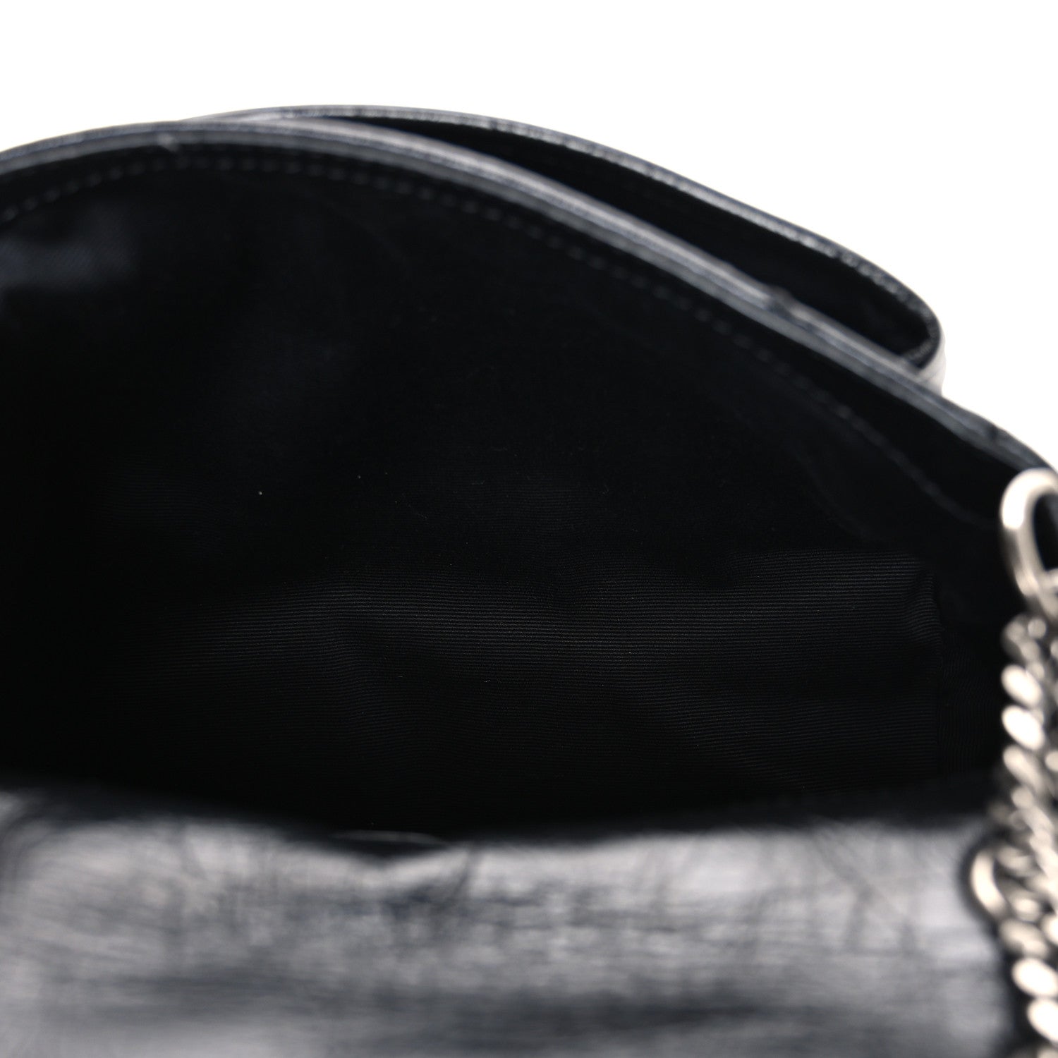 Saint Laurent Crinkled Calfskin Matelasse Monogram Baby Niki Chain Satchel Black 5 of 10