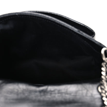 Saint Laurent Crinkled Calfskin Matelasse Monogram Baby Niki Chain Satchel Black 5 of 10