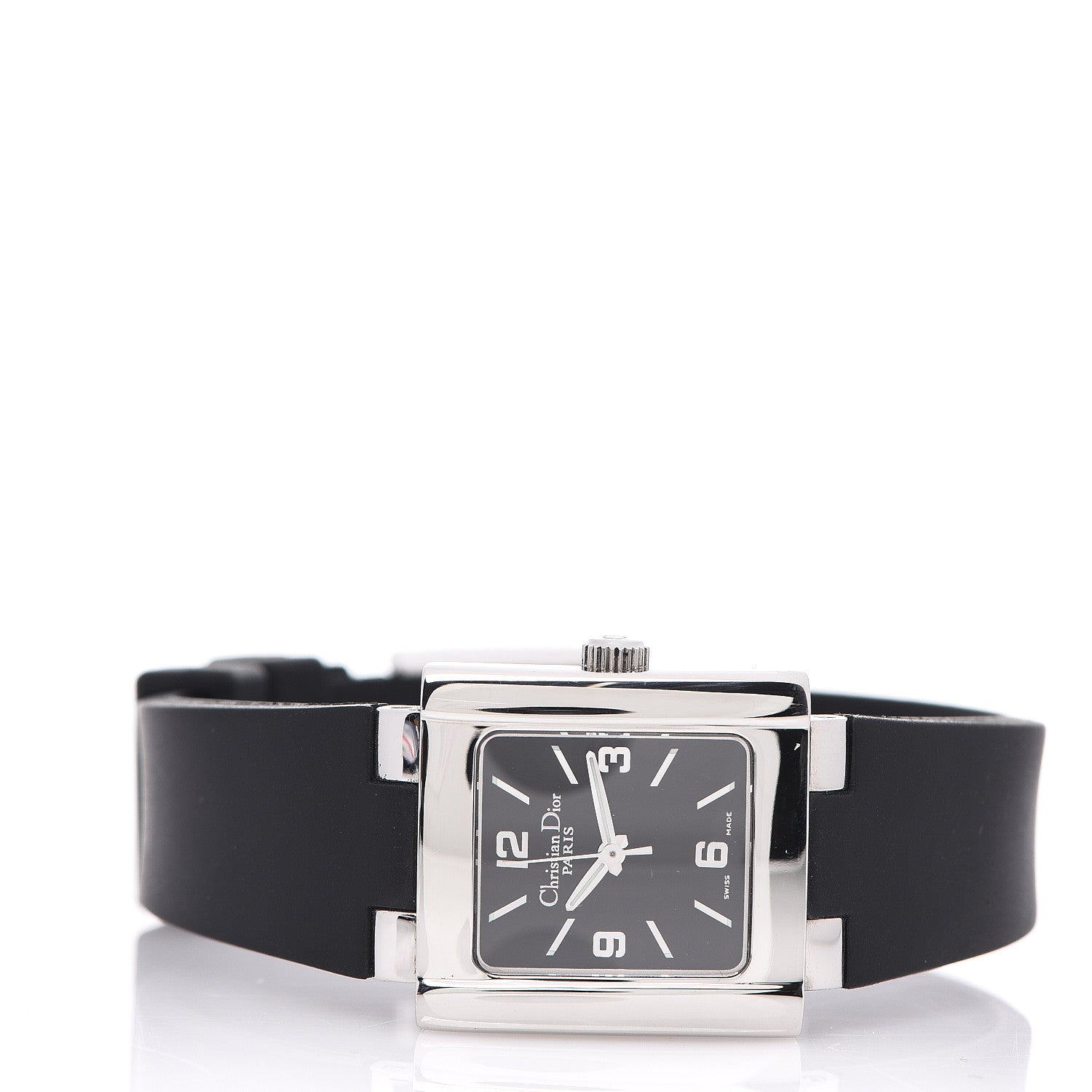 Christian Dior Stainless Steel Rubber 24mm Riva Quartz Watch Black 2 of 4