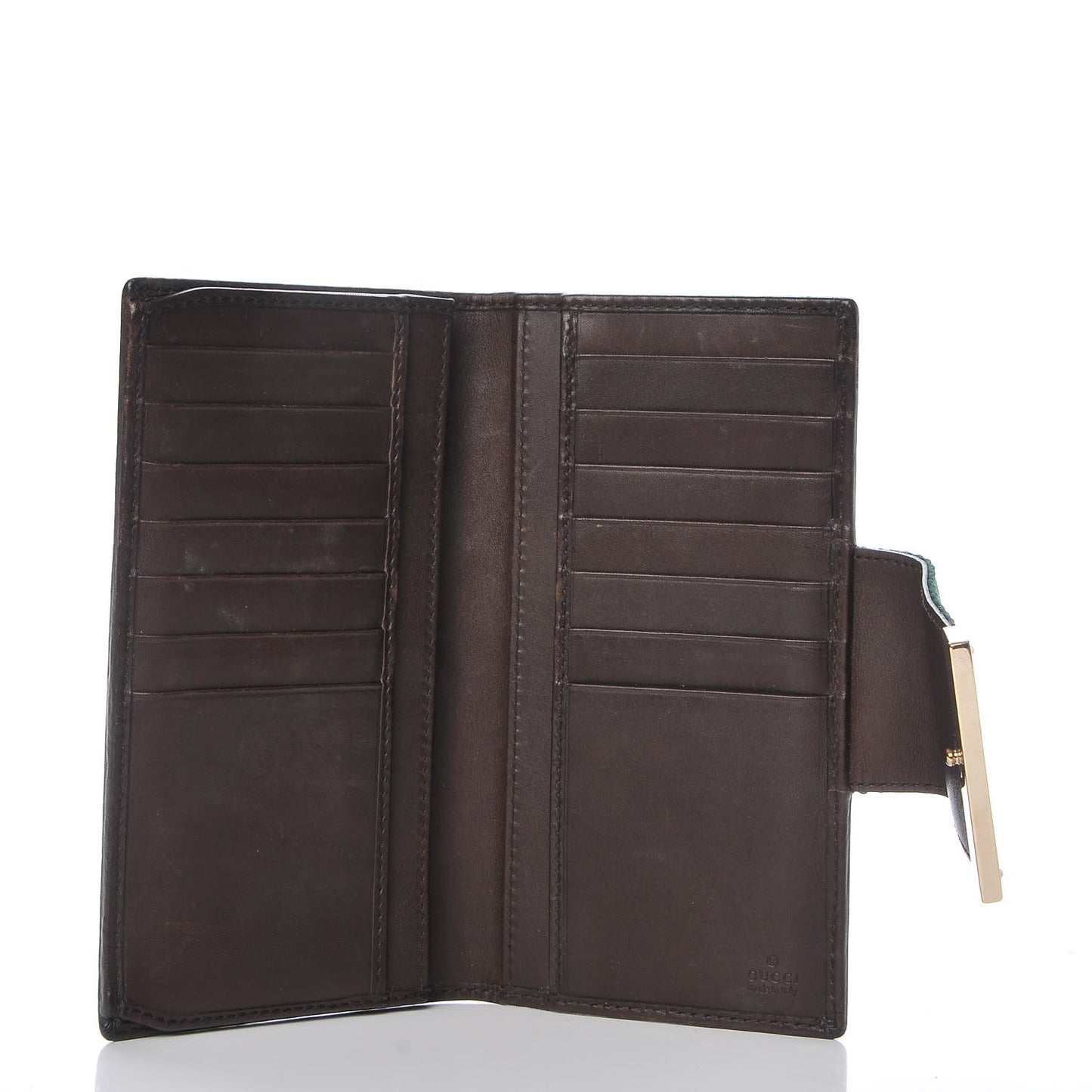 Monogram Calfskin Ladies Web Continental Wallet Beige Ebony Cocoa