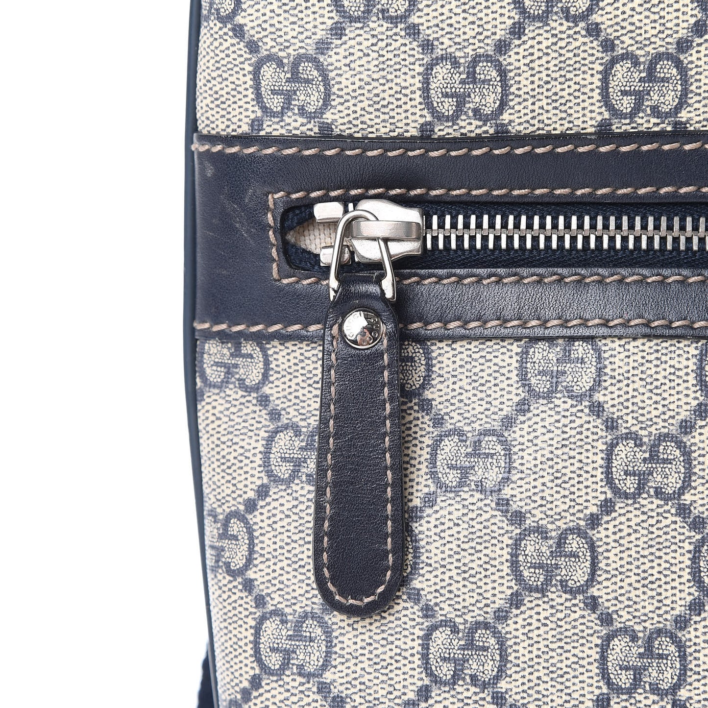 GG Supreme Monogram Small Flat Side Zip Messenger Bag Beige Blue