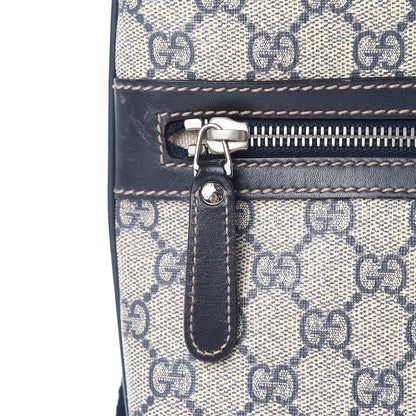 Gucci GG Supreme Monogram Small Flat Side Zip Messenger Bag Beige Blue 12 of 13