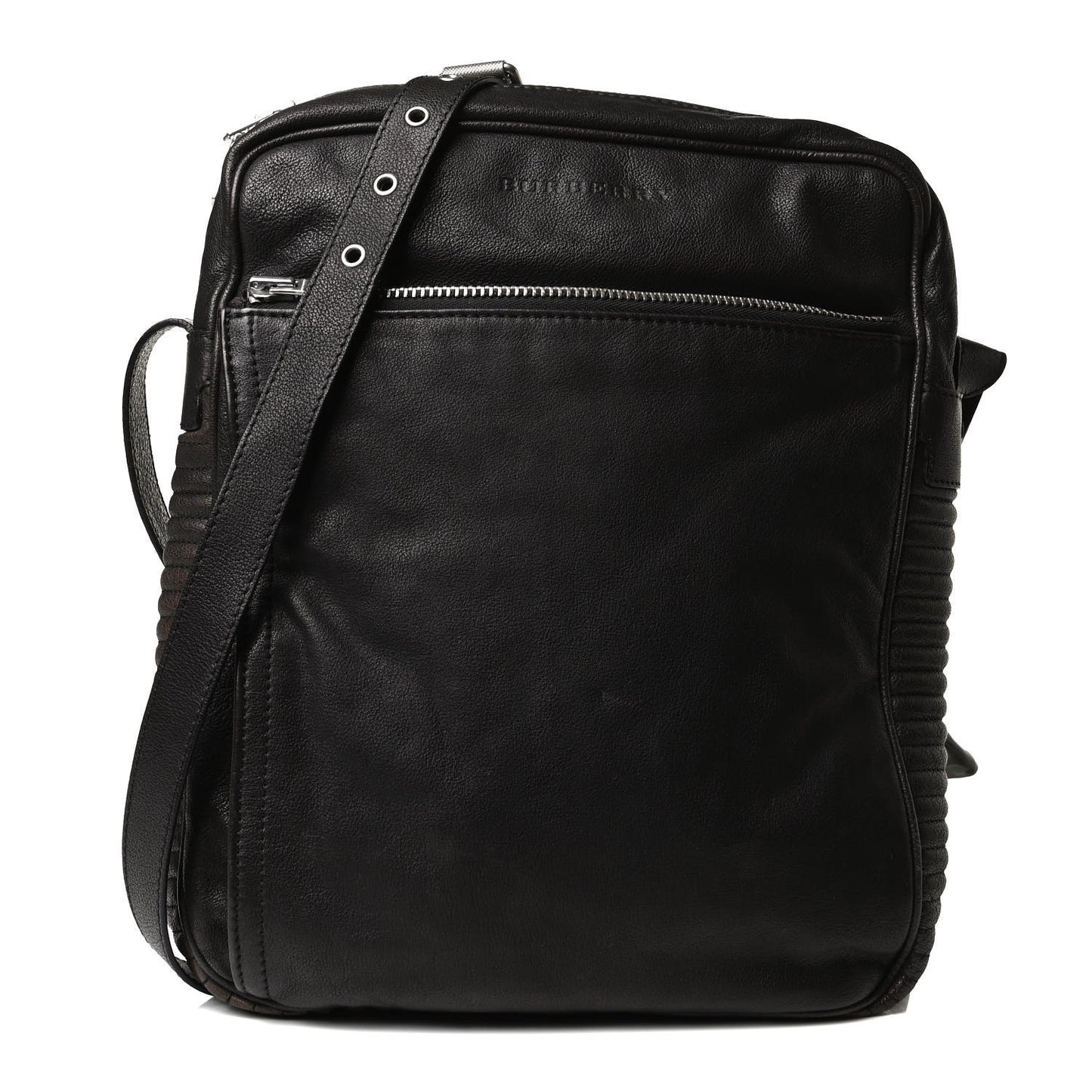 Grained Calfskin Crossbody Bag Black Brown