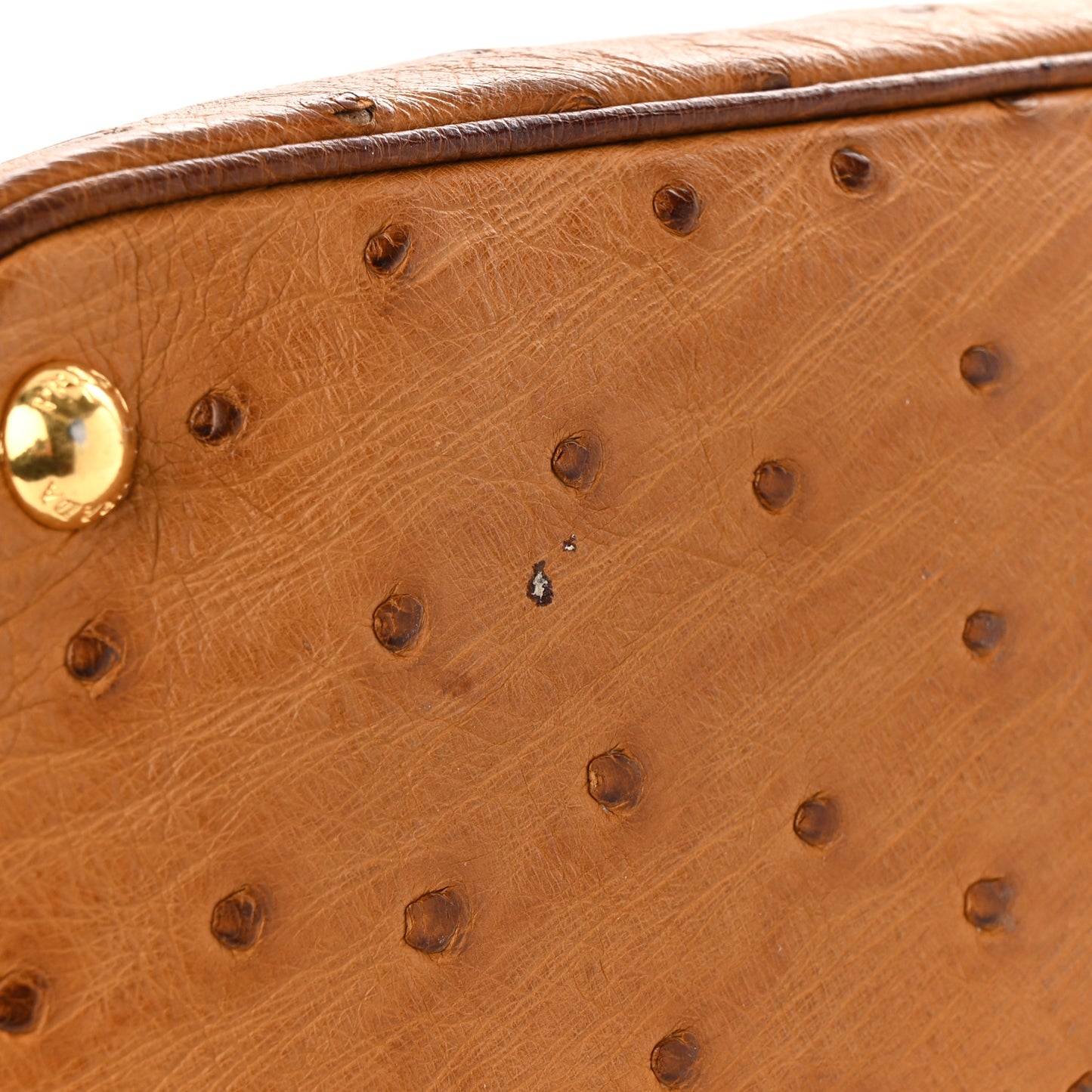 Ostrich Large Galleria Double Zip Tote Cognac