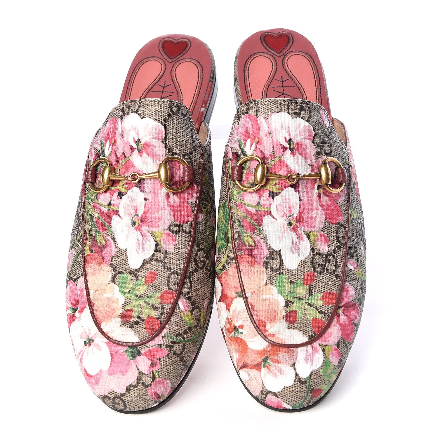 Gucci GG Supreme Monogram Blooms Womens Princetown Slippers 36.5 Beige Multicolor Dry Rose 5 of 11