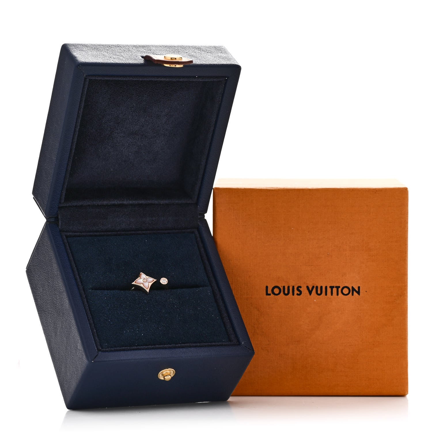 Louis Vuitton 18K Pink Gold Diamond Mother of Pearl Mini Color Blossom Star Ring 52 6 6 of 6