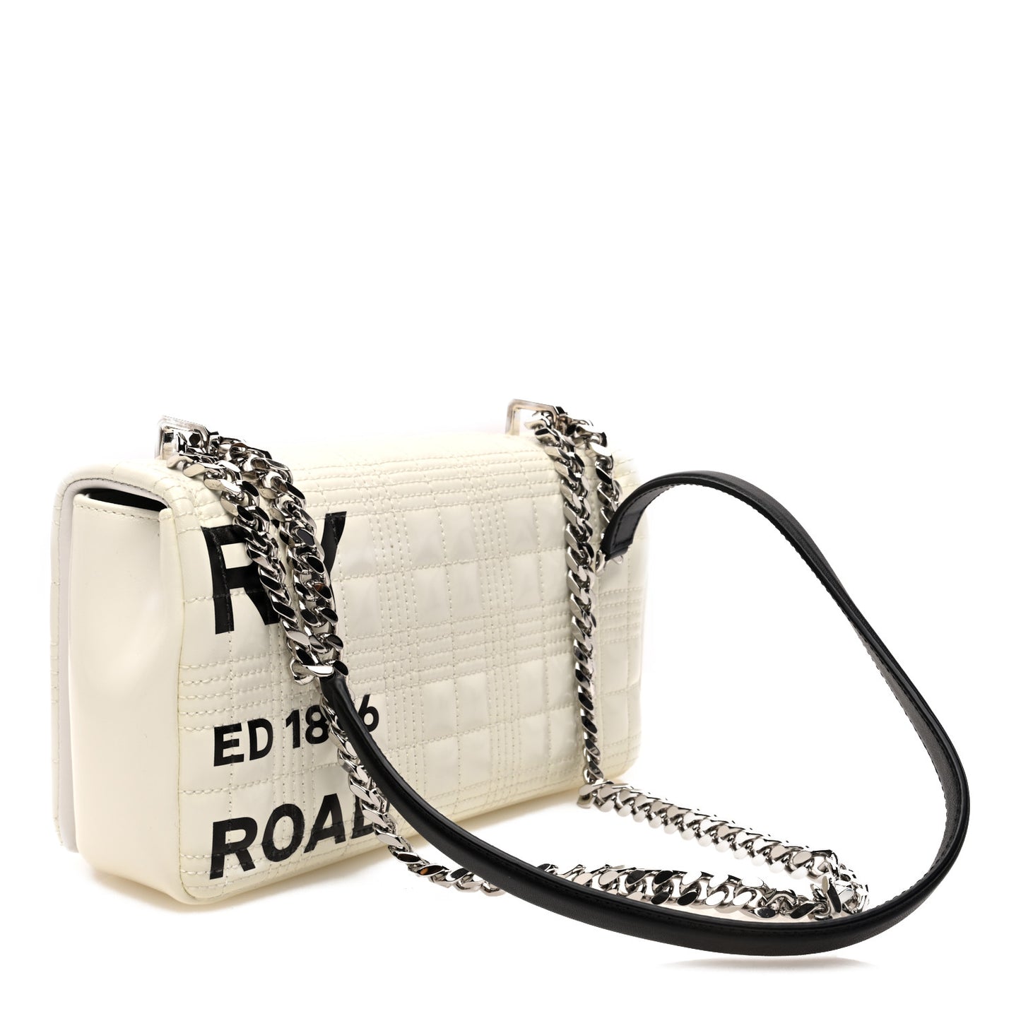 Patent Quilted Horseferry Print Small Lola Bag White