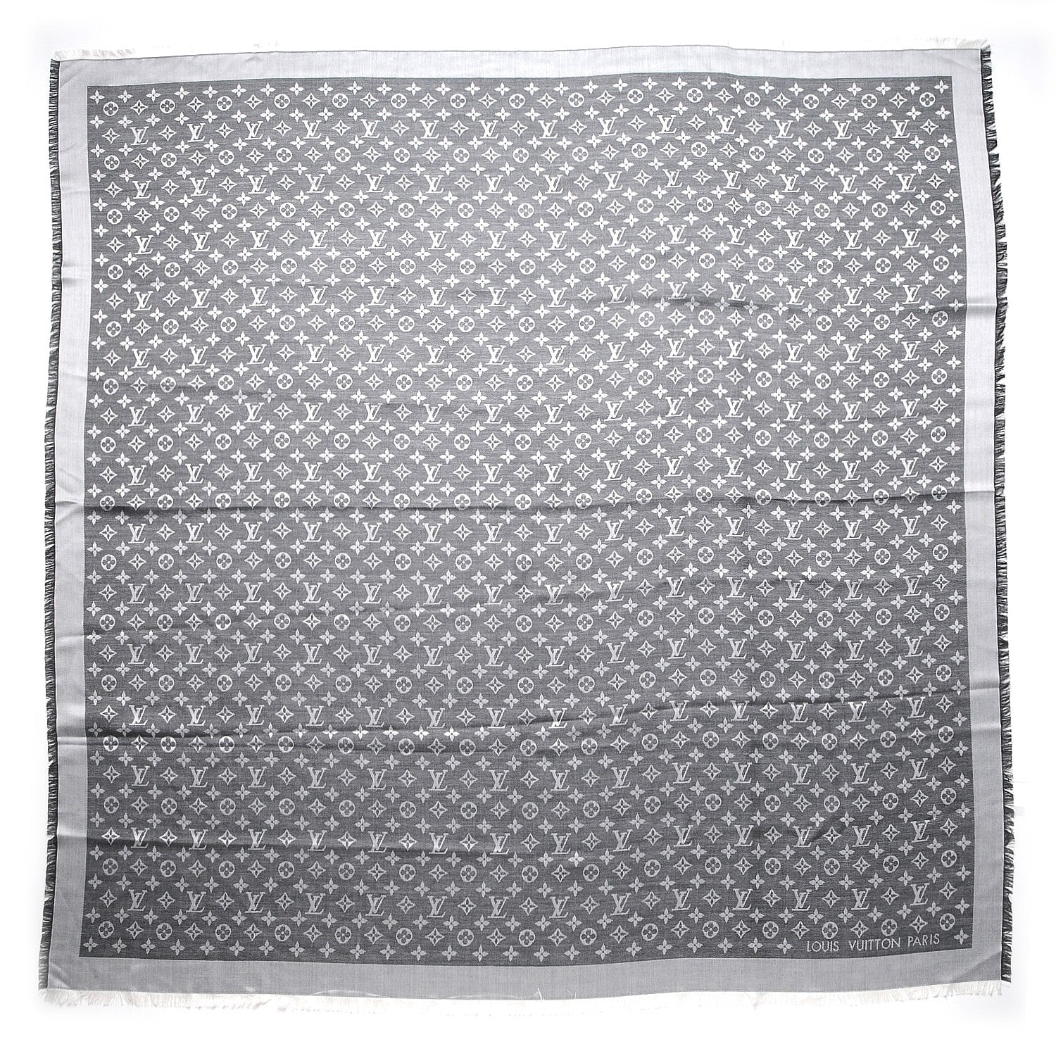 Louis Vuitton Wool Silk Monogram Denim Shawl Black 1 of 5