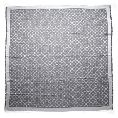 Louis Vuitton Wool Silk Monogram Denim Shawl Black 1 of 5