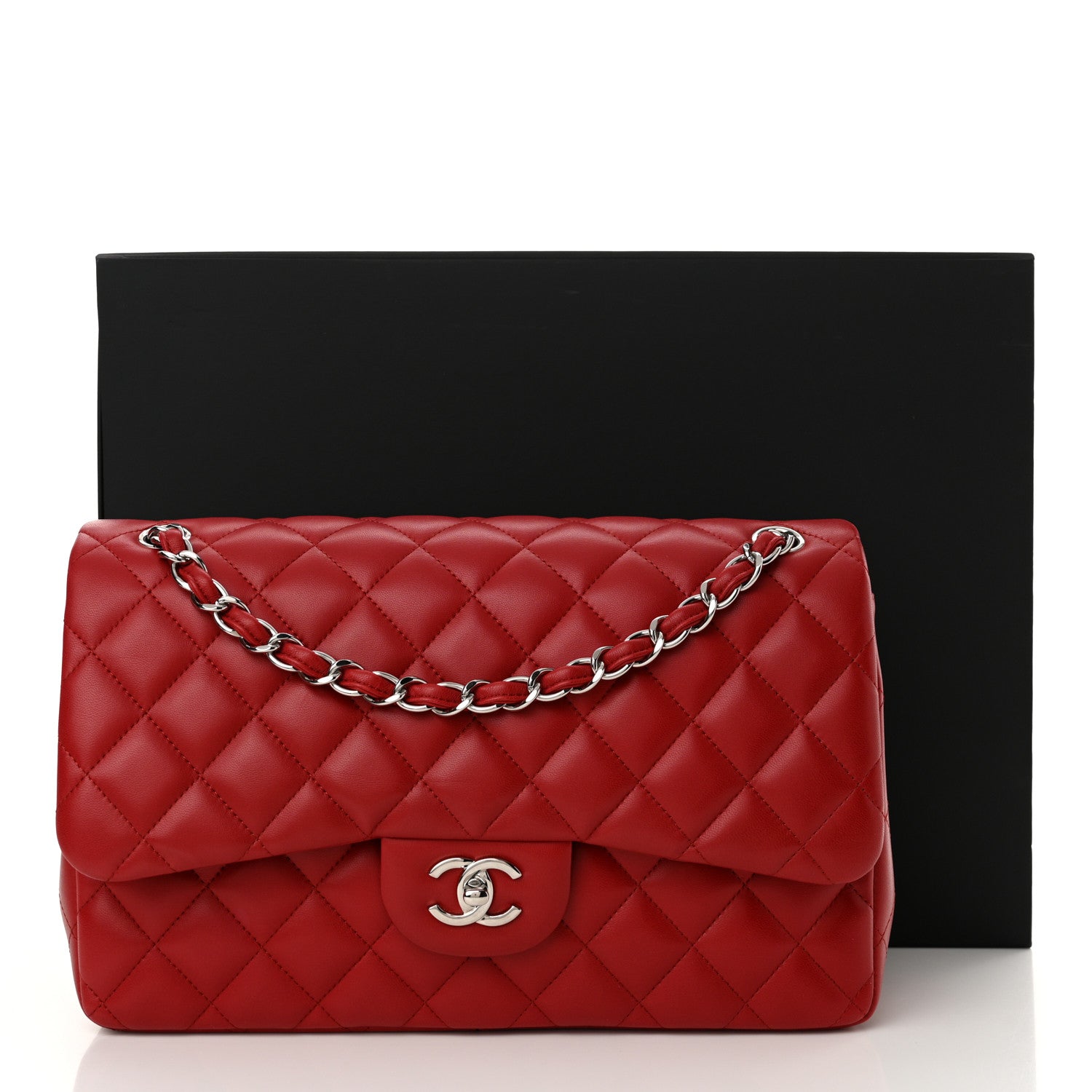 Chanel Lambskin Quilted Jumbo Double Flap Red 11 of 11