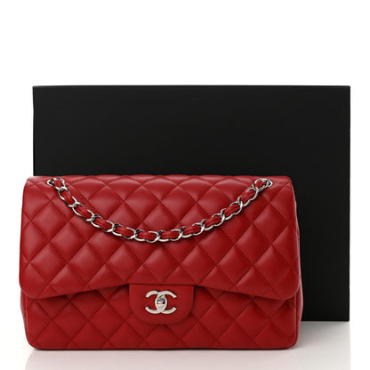Chanel Lambskin Quilted Jumbo Double Flap Red 11 of 11