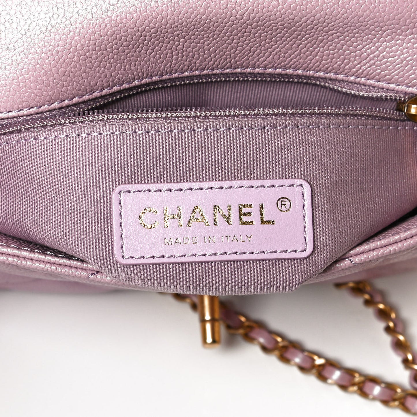 Iridescent Caviar Quilted Mini My Perfect Flap Pink
