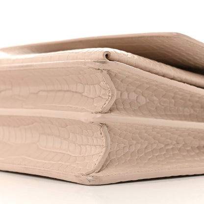 Saint Laurent Calfskin Crocodile Embossed Medium Monogram Sunset Rose Antic 11 of 14