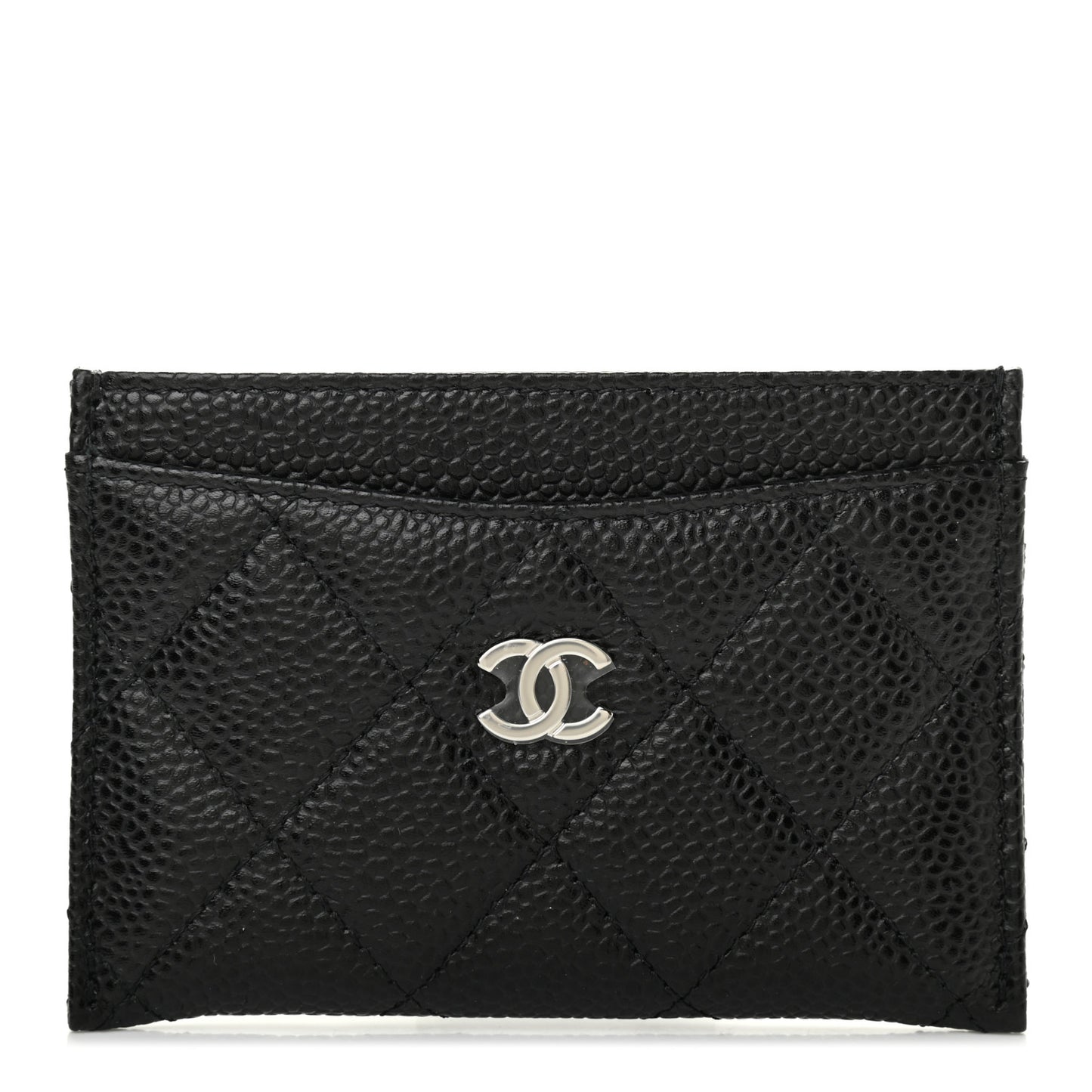 Caviar Quilted Card Holder Black
